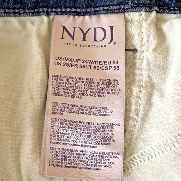 NYDJ Distressed Marilyn Straight Leg Jeans Size 24W Clean Monet Embroidered - Picture 12 of 12